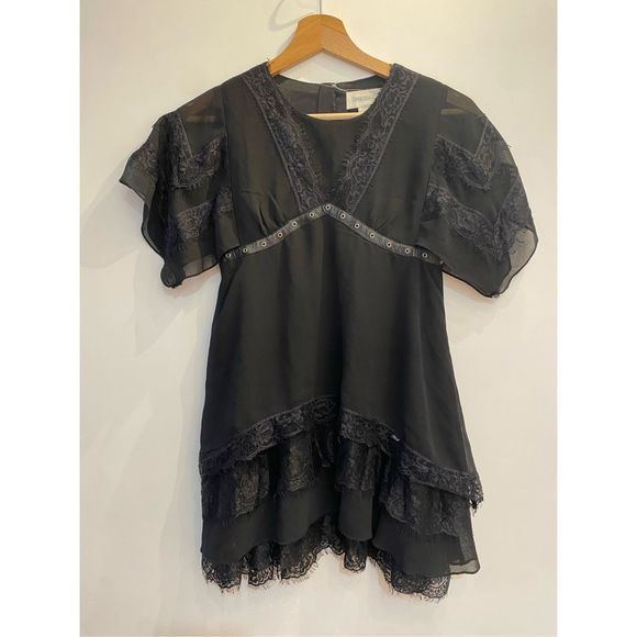 DIESEL Black Tessie Lace Dress Short Sleeve Lace Dress Size 8 - Picture 9 of 15